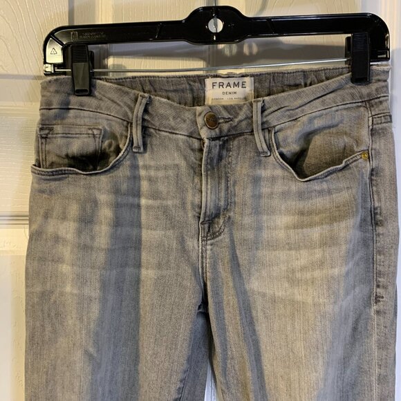 Frame Women's Le Crop Mini Boot Flared Jeans Size 26 Washed Black Slim Indie - Picture 3 of 9